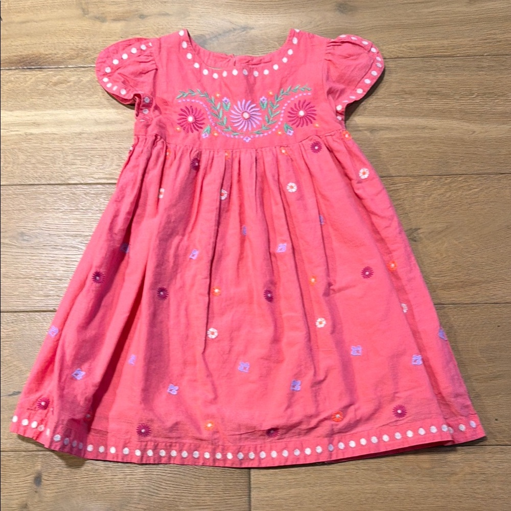 MINI BODEN Pink Floral Embroidered Kids Dress, 6/7